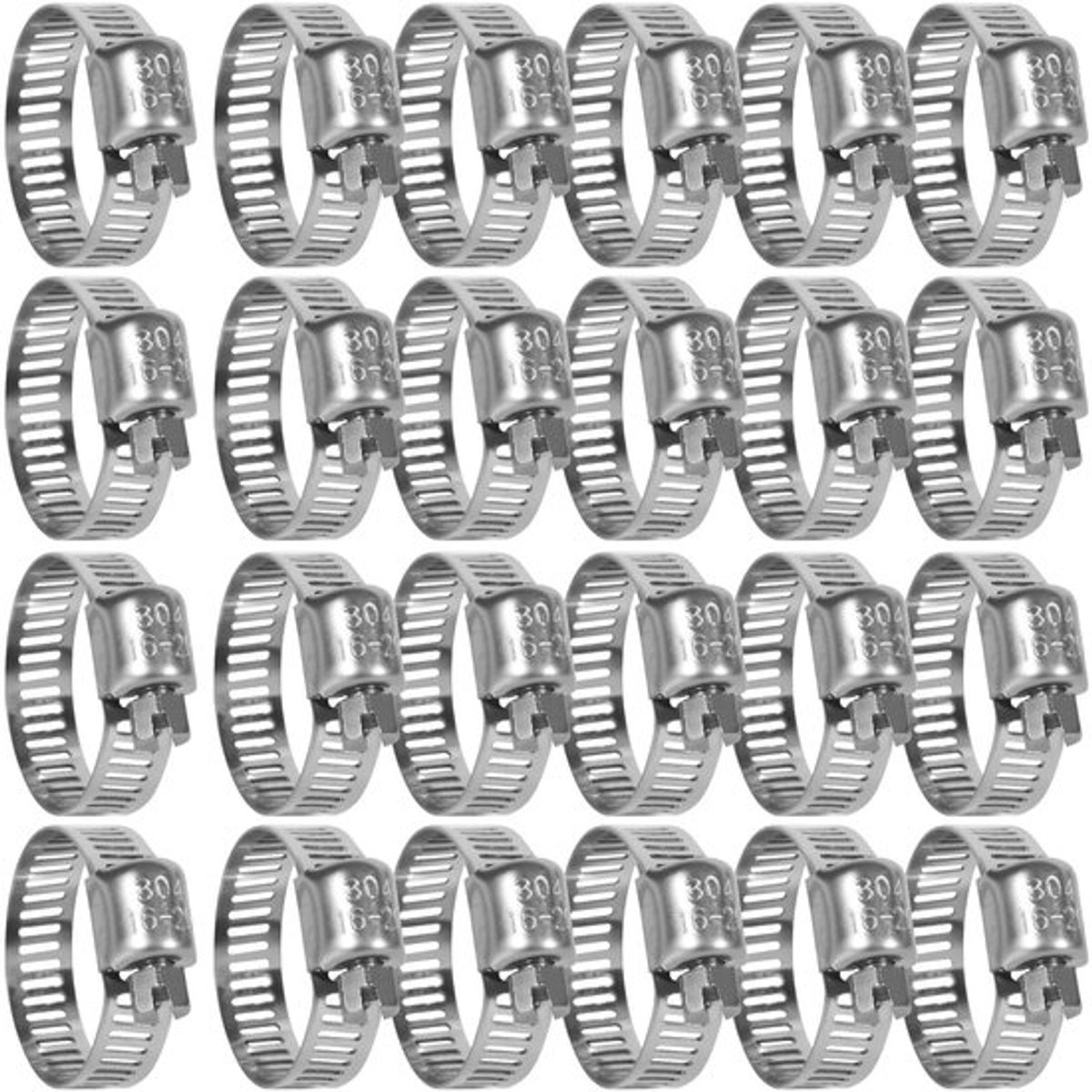 Slangklemmen 24 stuks - Verstelbare Klemmen 16-25 mm - Roestvrij Staal - Voor Zwembad/Waterleidingen - Duurzaam/Geschikt voor Tuin