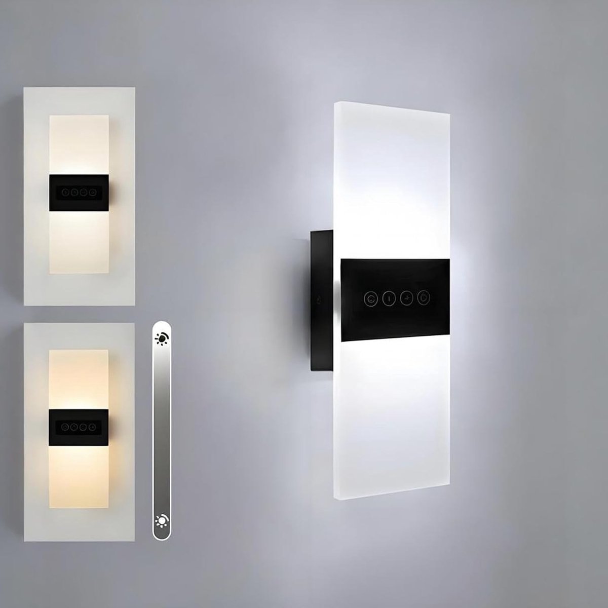 Led-wandlamp - Dimbaar - 29 x 12 x 4 cm - Met Touch-schakelaar en 3 Kleurtemperaturen - Voor Binnengebruik
