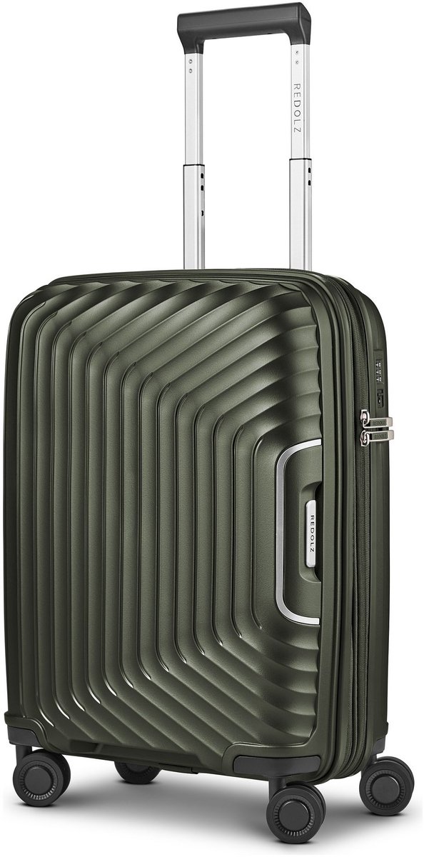 Redolz Essentials 01 4 wielen Cabinewagen 53 cm met uitbreidingsplooi - Harde bagage - TSA slot - olive metallic