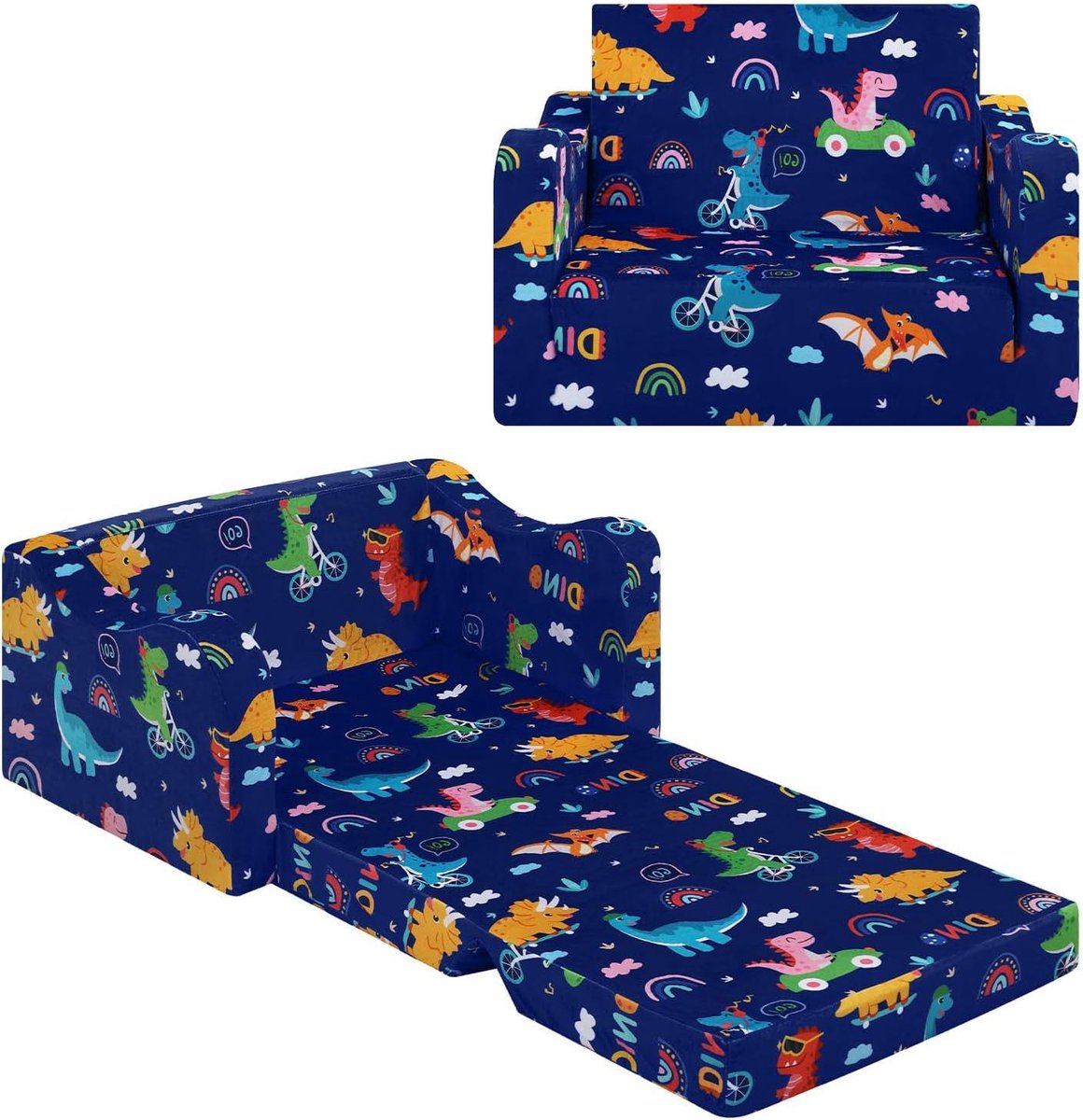 Kinderslaapbank - Peuterstoelbed - Rusten en Spelen - 2-in-1 ontwerp - 108 x 60 cm - Dinosaurus