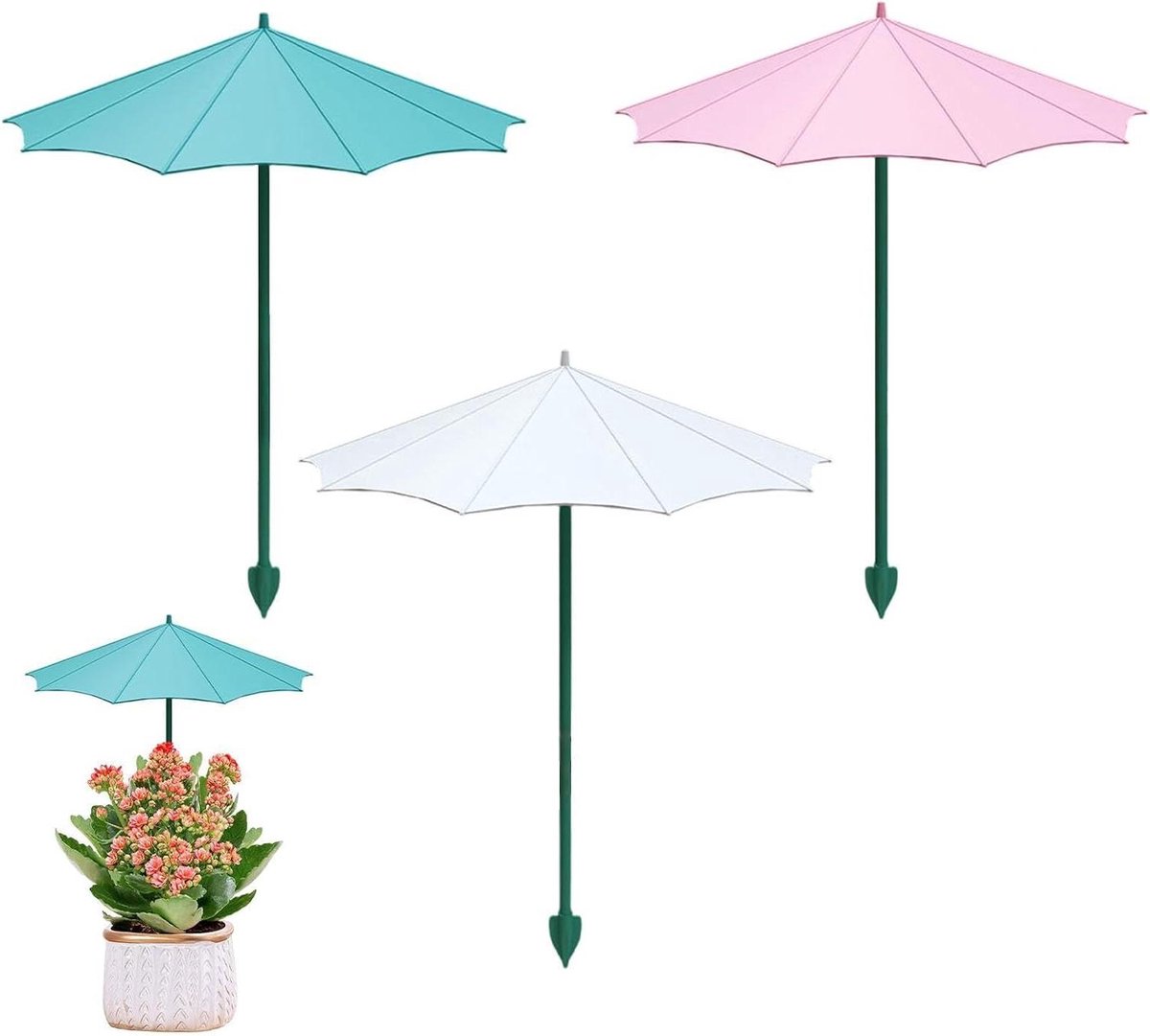 Planten Parasol - Pot Paraplu - Bescherming Potplanten - Set van 3 Stuks - 34x26.5 cm - Wit Blauw