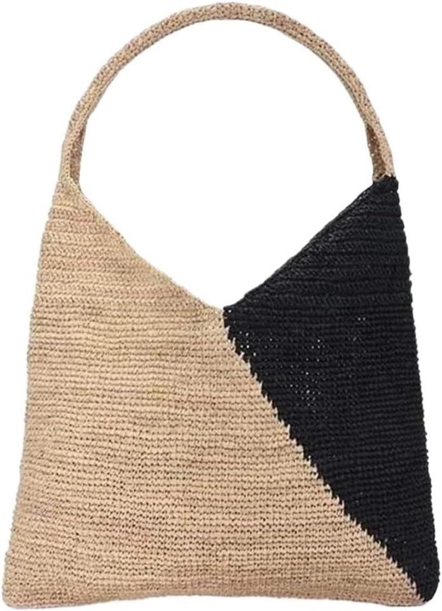 Strandtas Stro Tas - Gevlochten Tas Schoudertas - Zomerse Uitjes - Handgeweven Ontwerp - 43 x 7 x 31 cm
