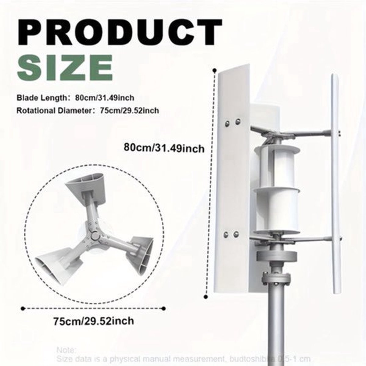Windturbine – Windgenerator – Windmolen – Energieopwekker – 1000W – Fluisterstil – Dubbele Binnenluchtkamers – Werkt Bij Lage Wind
