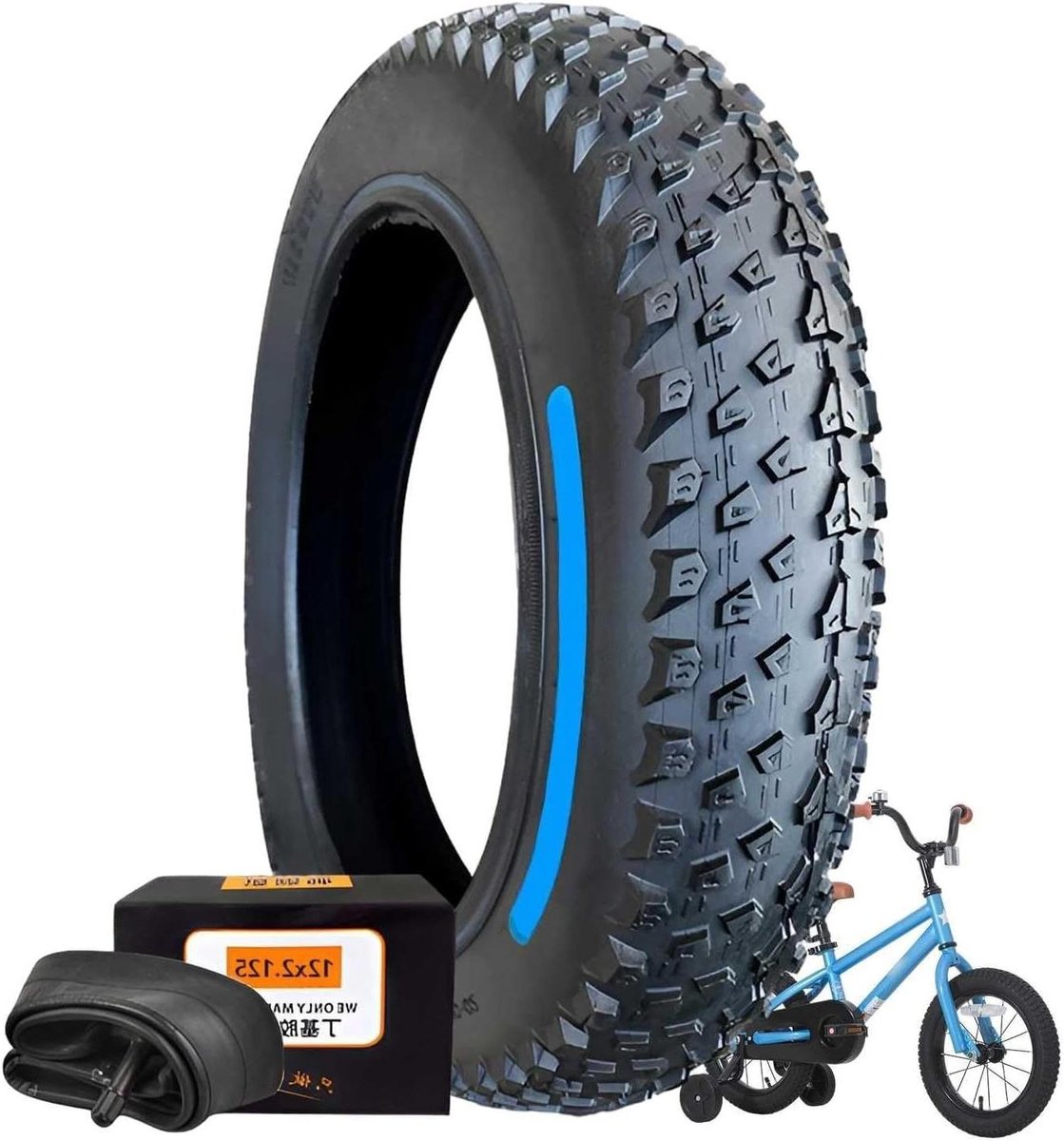 Kinderfietsband - Binnenband All-Terrain Band - Veilig Fietsen - Slijtvaste Rubber - 12x2.125 - Zwart