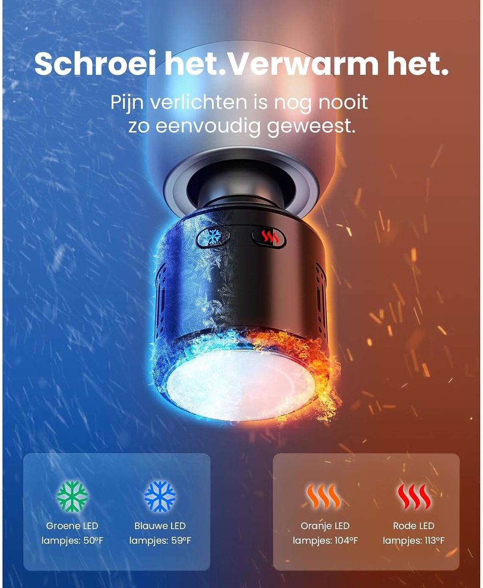 Massagepistool - Zilver - Draagbaar - Met Warmte en Koude - Voor Thuis en Sportschool