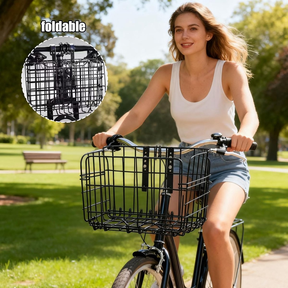 Fietsmand Voor - Opvouwbare mand - Boodschappen vervoeren - Roestbestendig ontwerp - 34 x 19.5 x 22 cm - Zwart