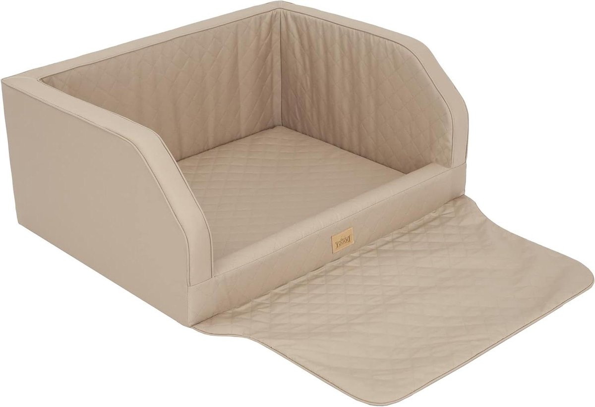 Hondenautostoel - Hondenbox Reisbed - Veilig Vervoer - Beschermt Kofferbak - 92 x 70 x 39 cm - Beige