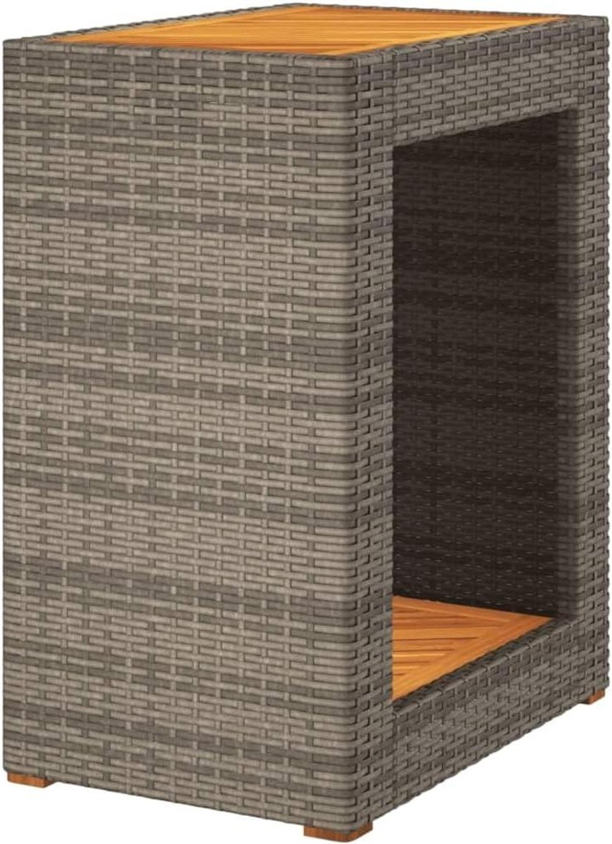 Tuin bijzettafel - Balkontafel Terrastafel - Buiten Zitten - Houten Blad - 60x40x75 cm - Grijs