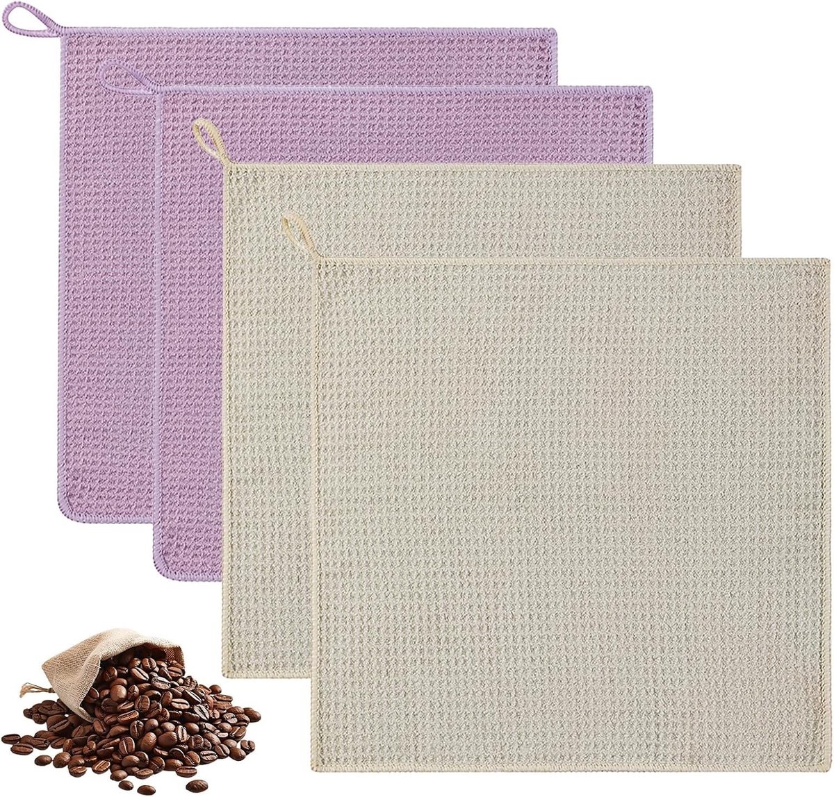 Set van 4 wasbare microvezeldoeken van 30 x 30 cm voor barista's, reiniging en keukengebruik, ideaal voor koffiezetapparaten en vaatdoeken