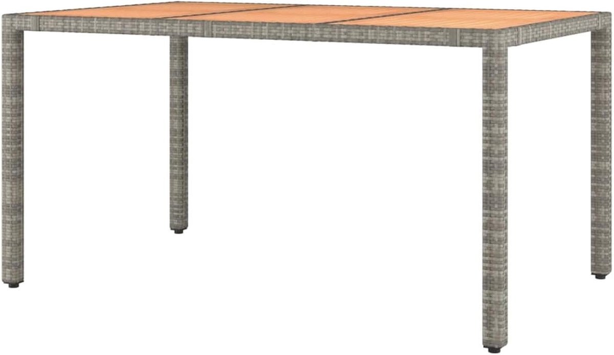 Tuin Eettafel - Buiten Rotan Tafel - Buiten Eten - Rotan met Hout - 150 x 90 x 75 cm