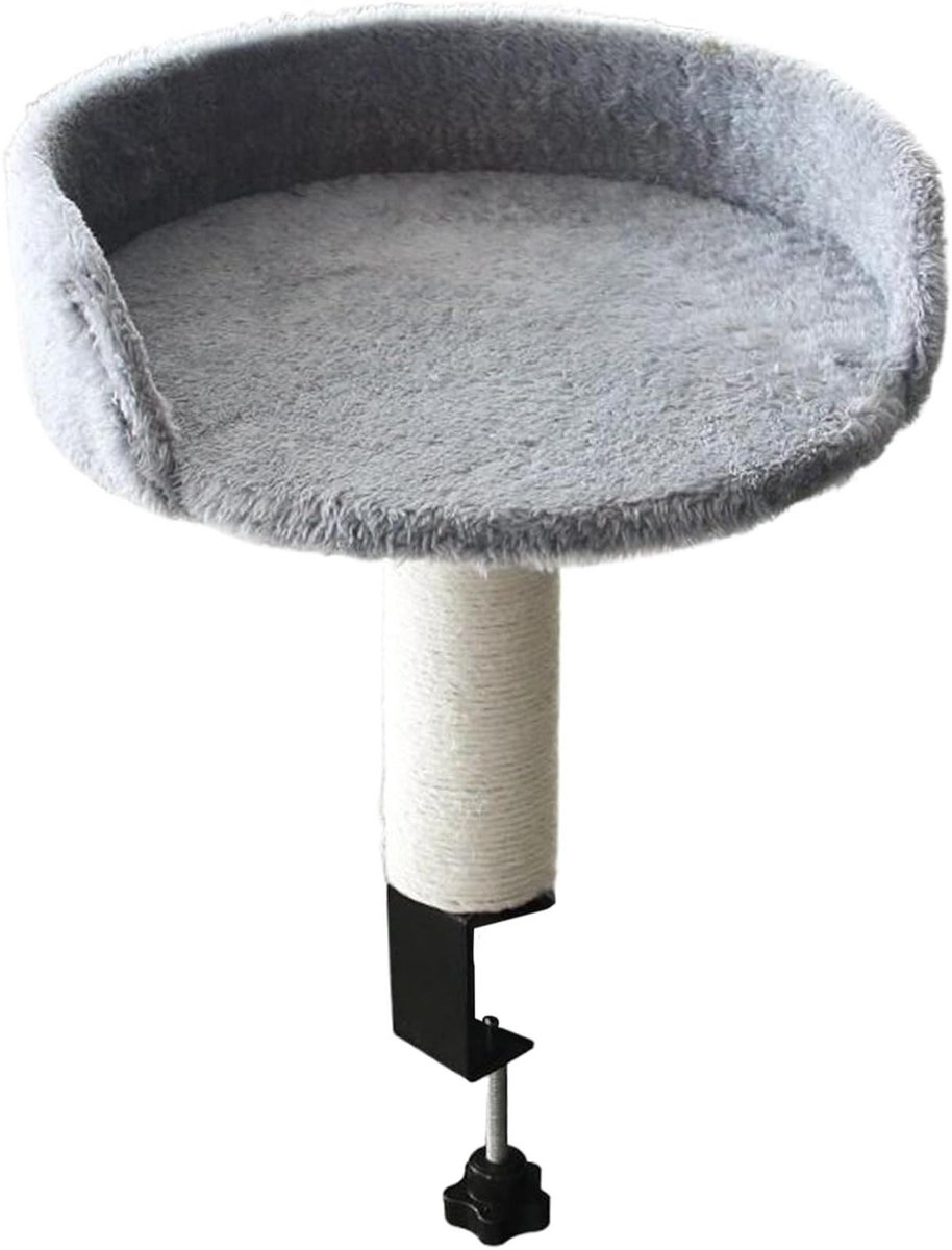 Bureauhangmat Kat - Kattenmand Bureau - Huisdier Ontspanning - Verstelbaar Klemnest - 36 x 31 x 31 cm - Grijs