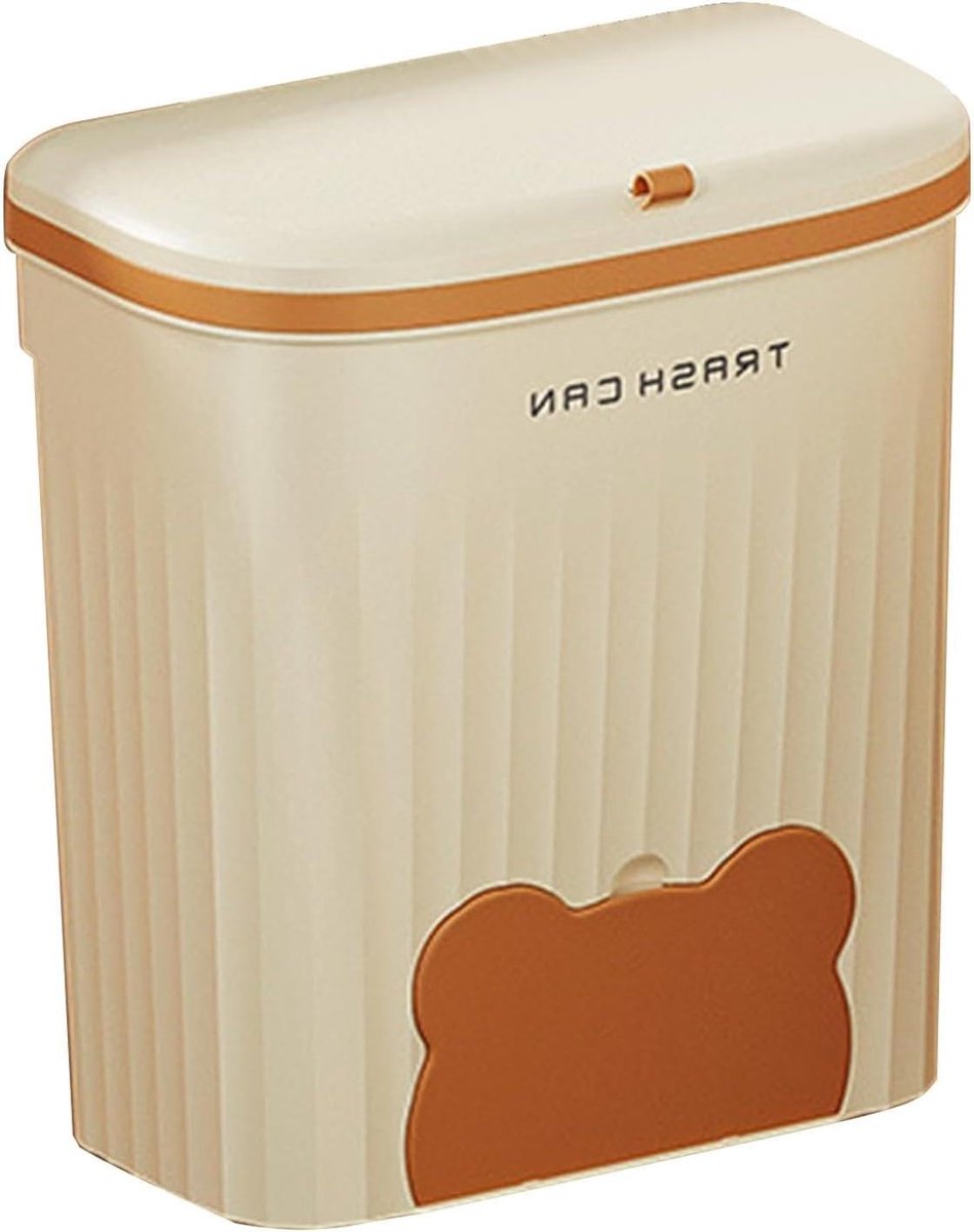 Ondergootsteen Prullenbak - Keuken Compostbak - Afval Beheer - Met Deksel - 28x16x26cm - Romig