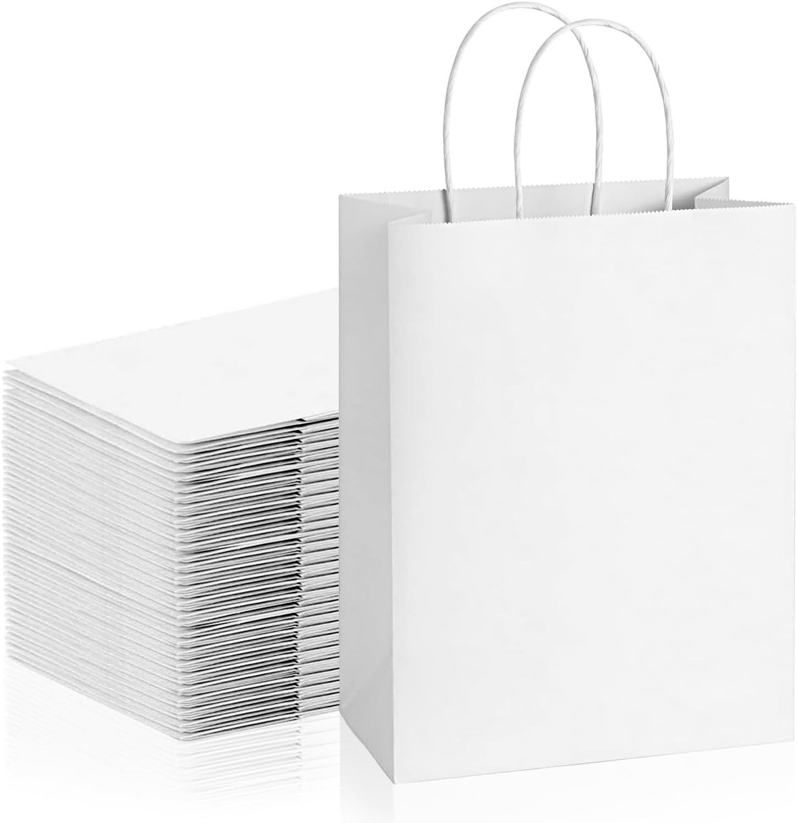 Witte papieren tasjes met handvat - 30 stuks kleine kraft papieren tassen voor feestjes, bruiloften en kerstdecoratie