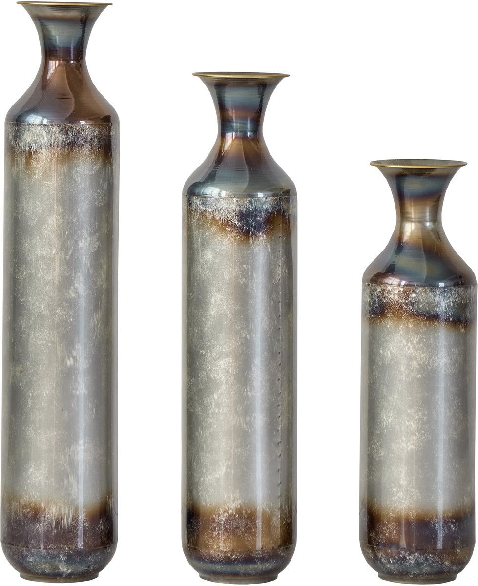COVREO Vaas 3-delige set 51,8/62/72 cm goud wit metaal, voor binnen