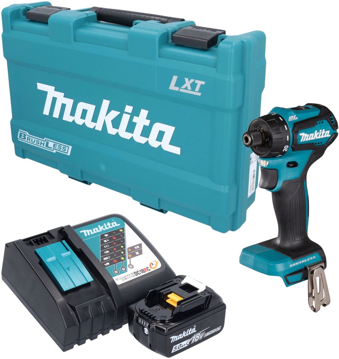 Makita DDF 083 RT1K accu-boorschroevendraaier 18 V 40 Nm 1/4" borstelloos + 1x accu 5,0 Ah + oplader + koffer