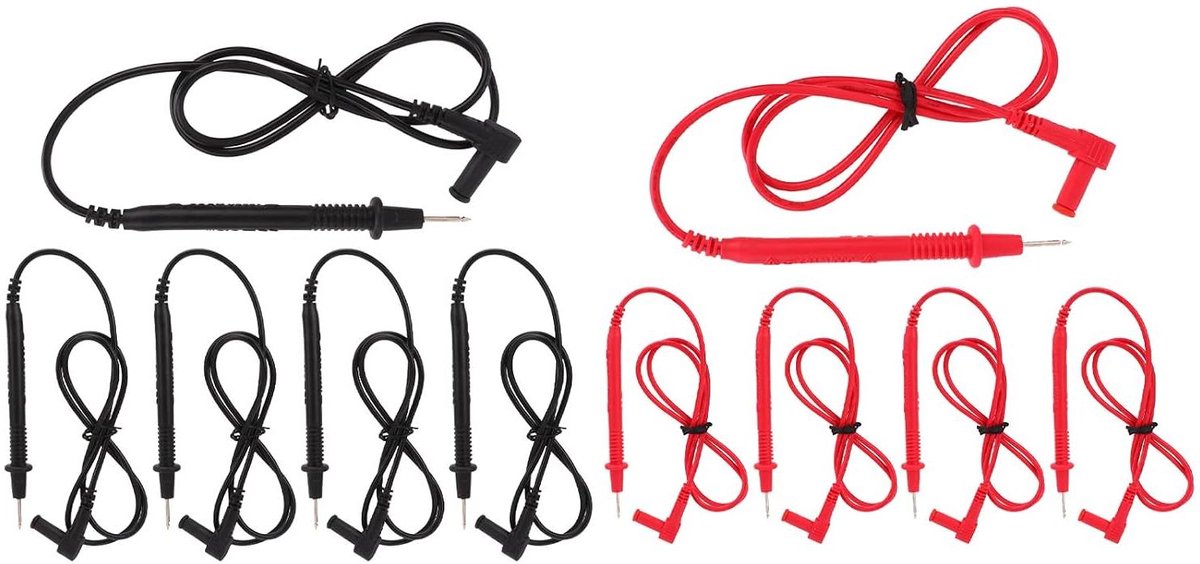 Universele Meetsnoeren - Testkabels Meetpennen - Elektrisch Testen - 42 Koperen Kerndraden - 5 Sets - Zwart en Rood