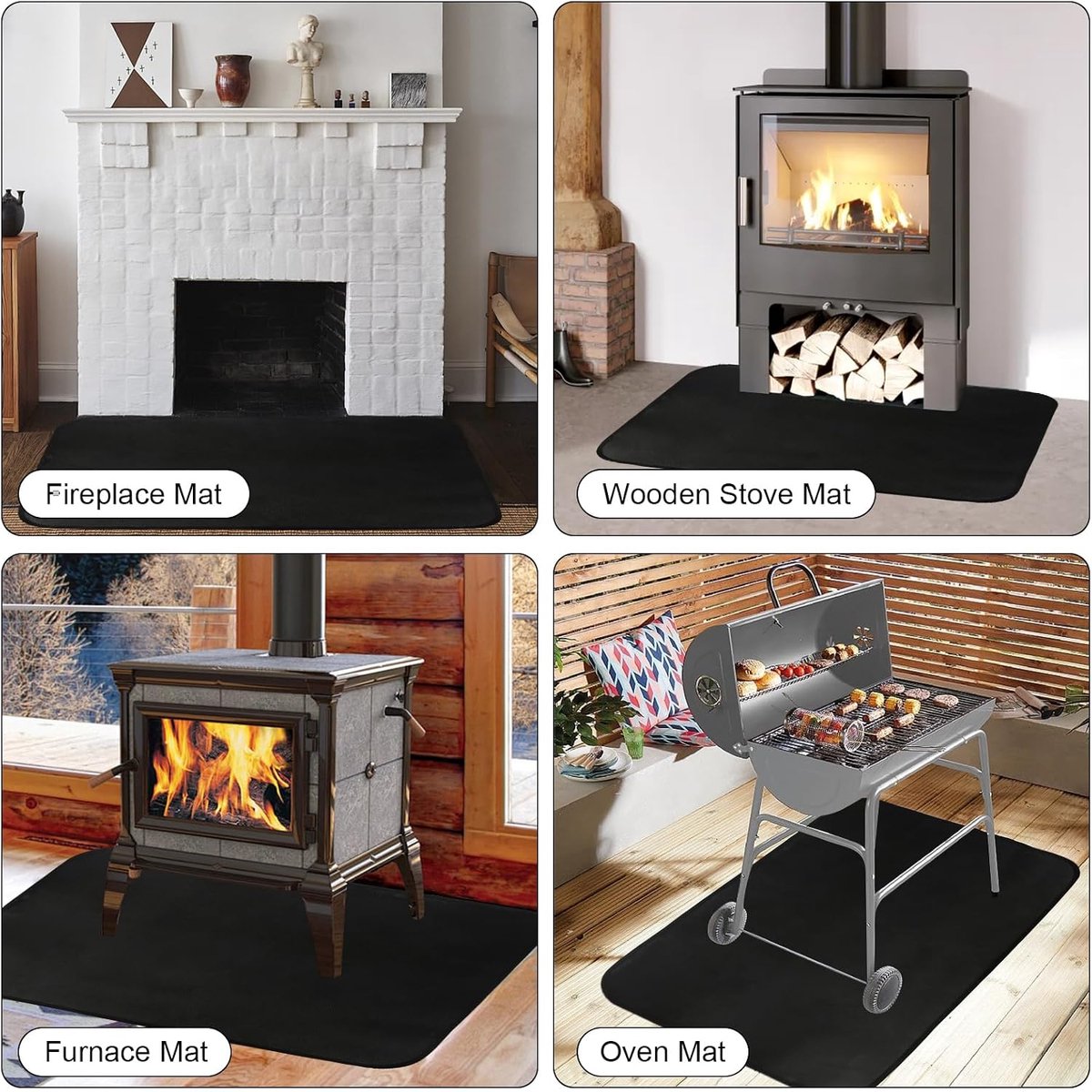 Vuurvaste onderlegger - Hittebescherming mat - Veilig grillen - Hoge temperatuurbestendigheid - 100 x 60 cm - Zwart