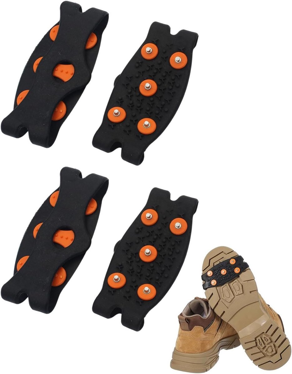 Universele antislip stijgijzers voor sneeuw en ijs, ideaal voor wandelen en vissen, 2 paar (rood)