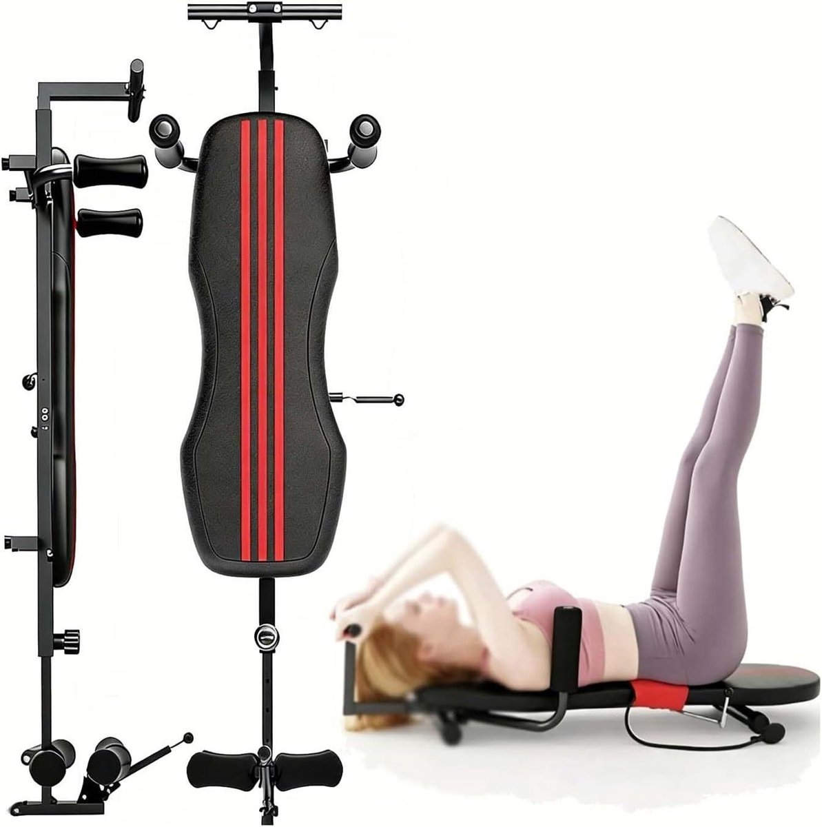 Inversietafel - Rugstrekbank Tummy Trainer - Rugontspanning - Verstelbaar tot 20cm - 145-185 cm - Zwart