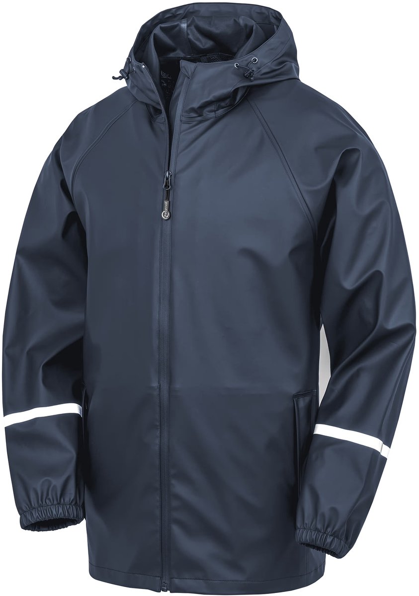 Result Prism PU Waterproof Jacket with Reflective Bands & Recycled Backing RT915 - Navy - XL