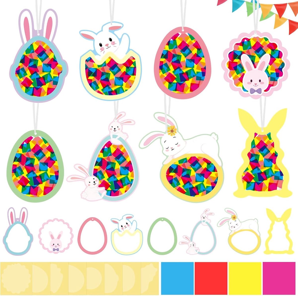 Creatieve Knutselset voor Kinderen, Lente Knutselprojecten in Konijnvorm, Paasdecoratie voor Thuis en Feestjes, Ideale Cadeaus en Versieringen