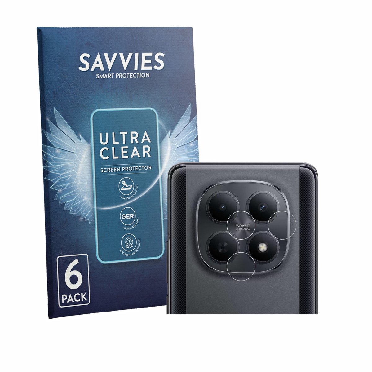 Savvies - Screenprotector voor Xiaomi Poco M8 (ALLEEN Camera) - Folie Beschermfolie transparant 6 Stuks