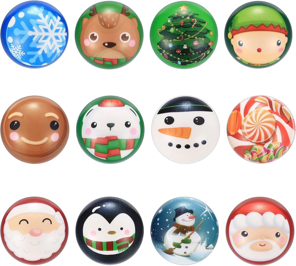 Set van 12 Anti-Stress Ballen voor Volwassenen, Perfect als Kerstcadeau, Verlichting van Stress en Anger