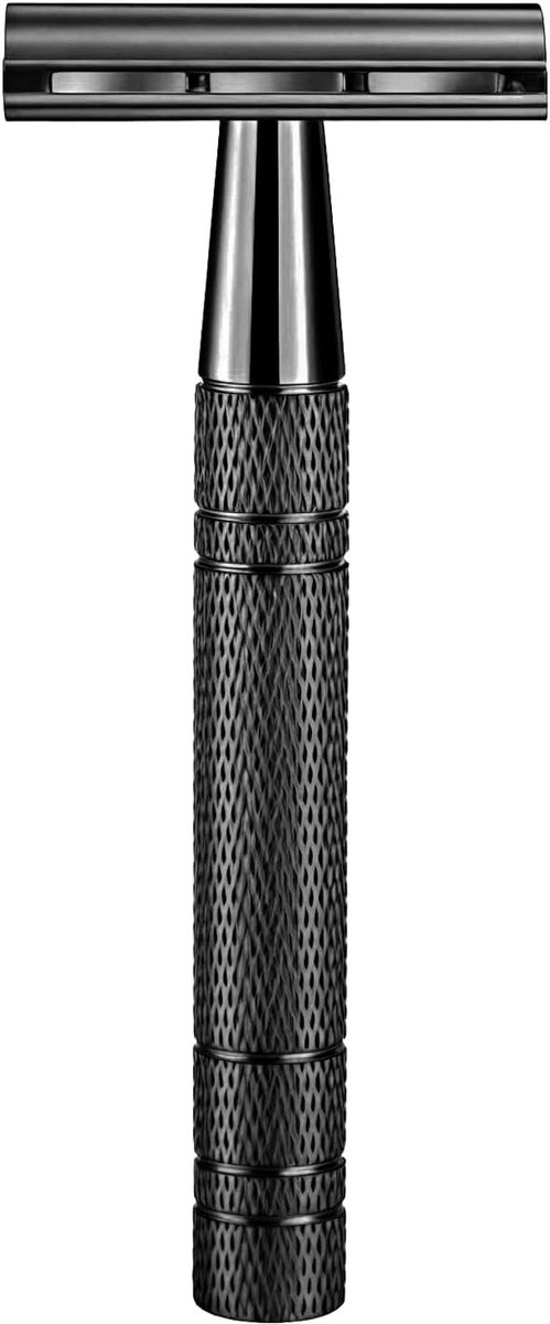 Duurzame Safety Razor Handgreep voor Mannen, Herbruikbare Metaal Handgreep voor Handmatige Scheermes, Dubbelzijdig, Antislip Grip, Zwart, Scheerervaring, Milieuvriendelijk, Precisie