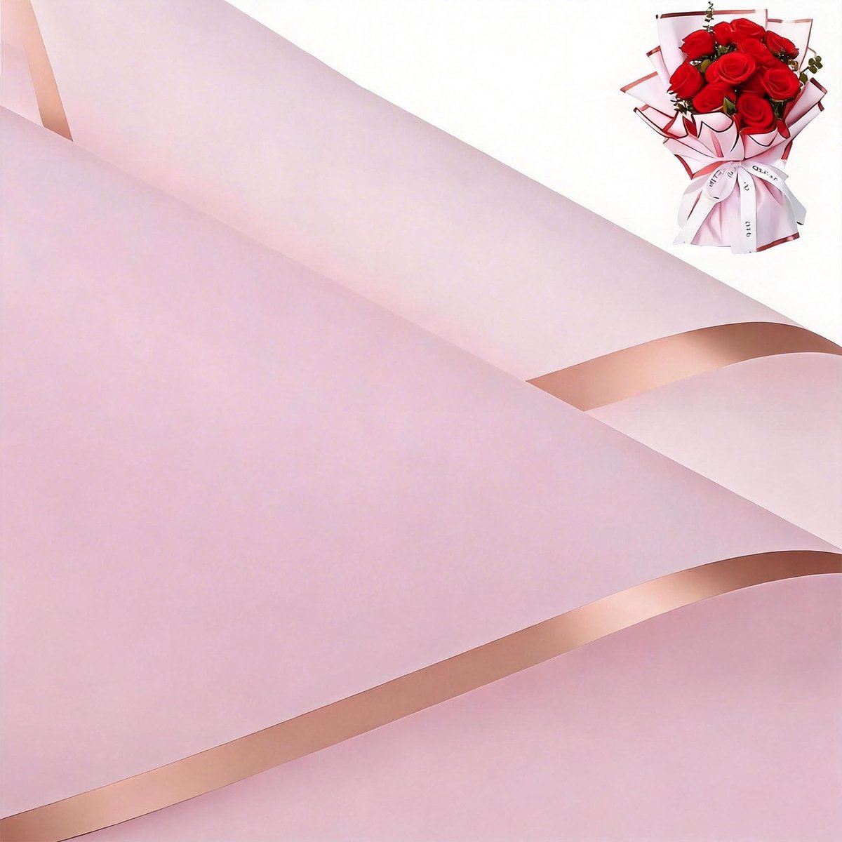 Omgoods - 20 Stuks Waterproof Roze Bloemenpapier met Roségouden Rand