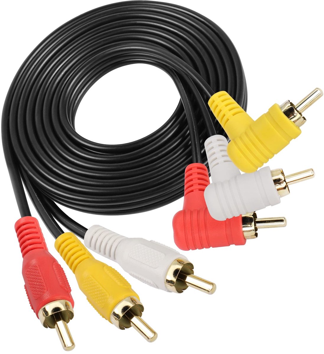 Omgoods - 3 RCA Audio en Video Kabel met 90 Graden Hoek