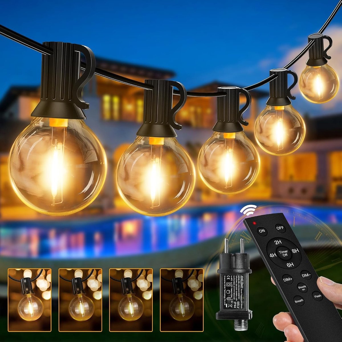 Buitenlampjes - Warmwit - 20 m - IP45 Waterdichte LED Lichtketting met Afstandsbediening - Voor Buiten en Tuin