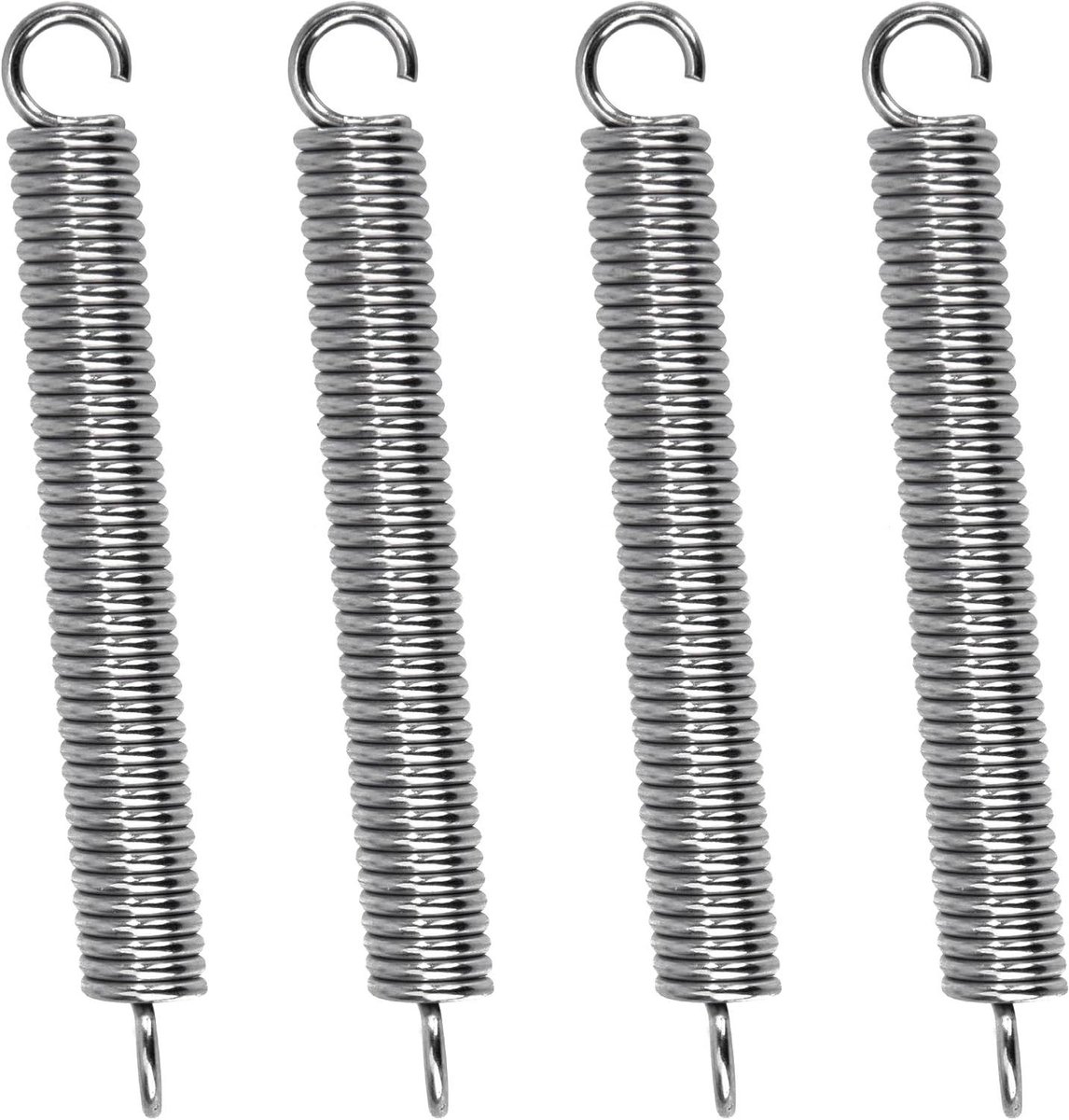 Trekveren met haken - Spanveren roestvrij - Bevestigen en spannen - Roestvrij staal 304 - 4 stuks 100mm - Zilverkleur