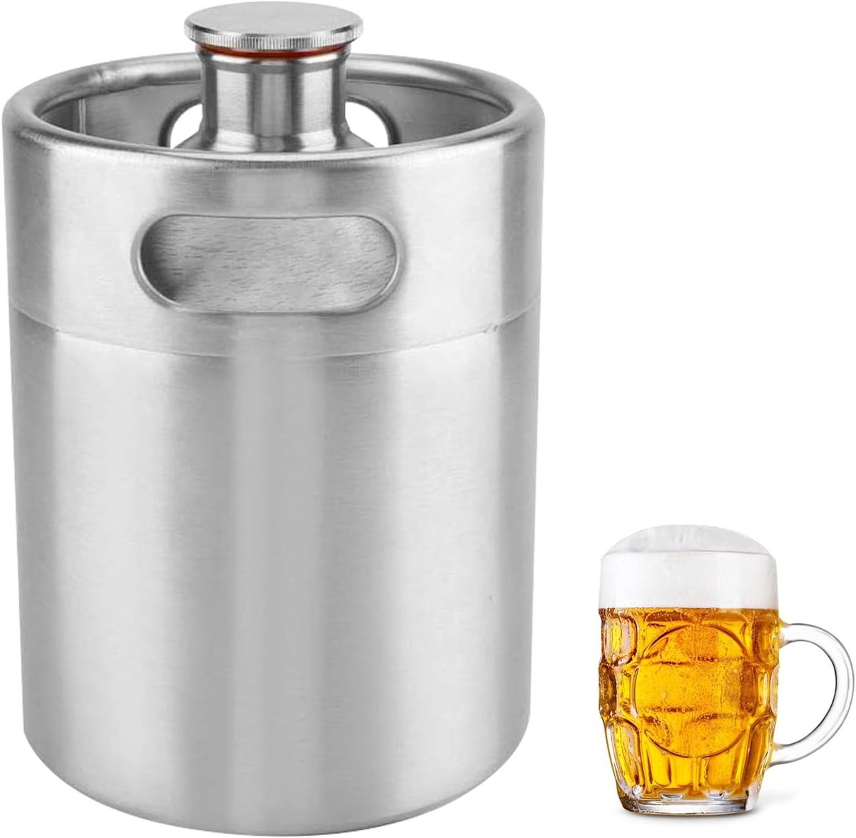 5 Liter RVS Mini Bier Vaatje met Hexagonaal Spiral Lid - Draagbaar Tap Systeem voor Thuisbrouwerij en Hotelbenodigdheden met Koeling