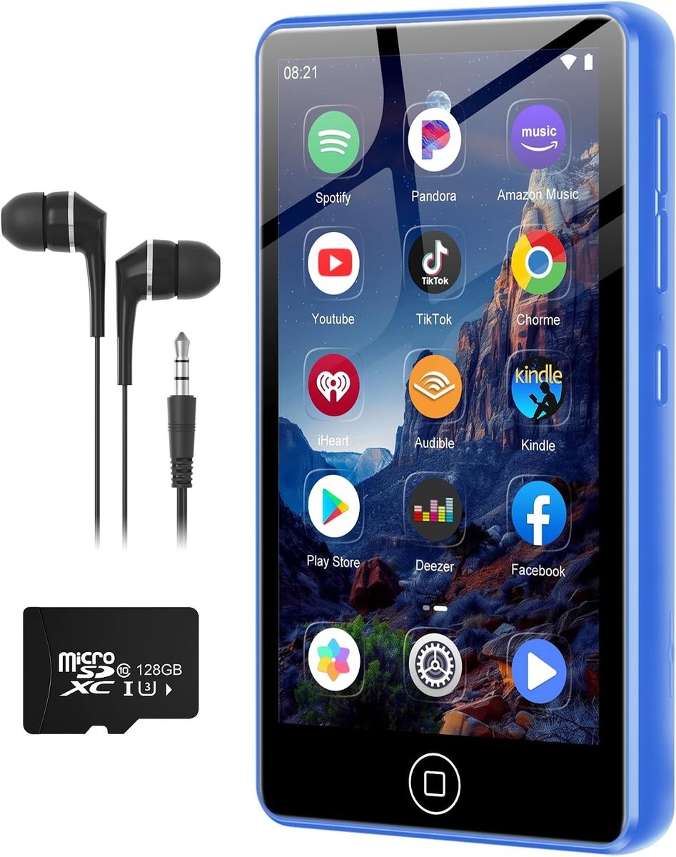 Mp3 speler spotify - Blauw - 4,02 Inch Touchscreen - 144GB Muziekspeler met Bluetooth en Wifi - Voor Muziekliefhebbers