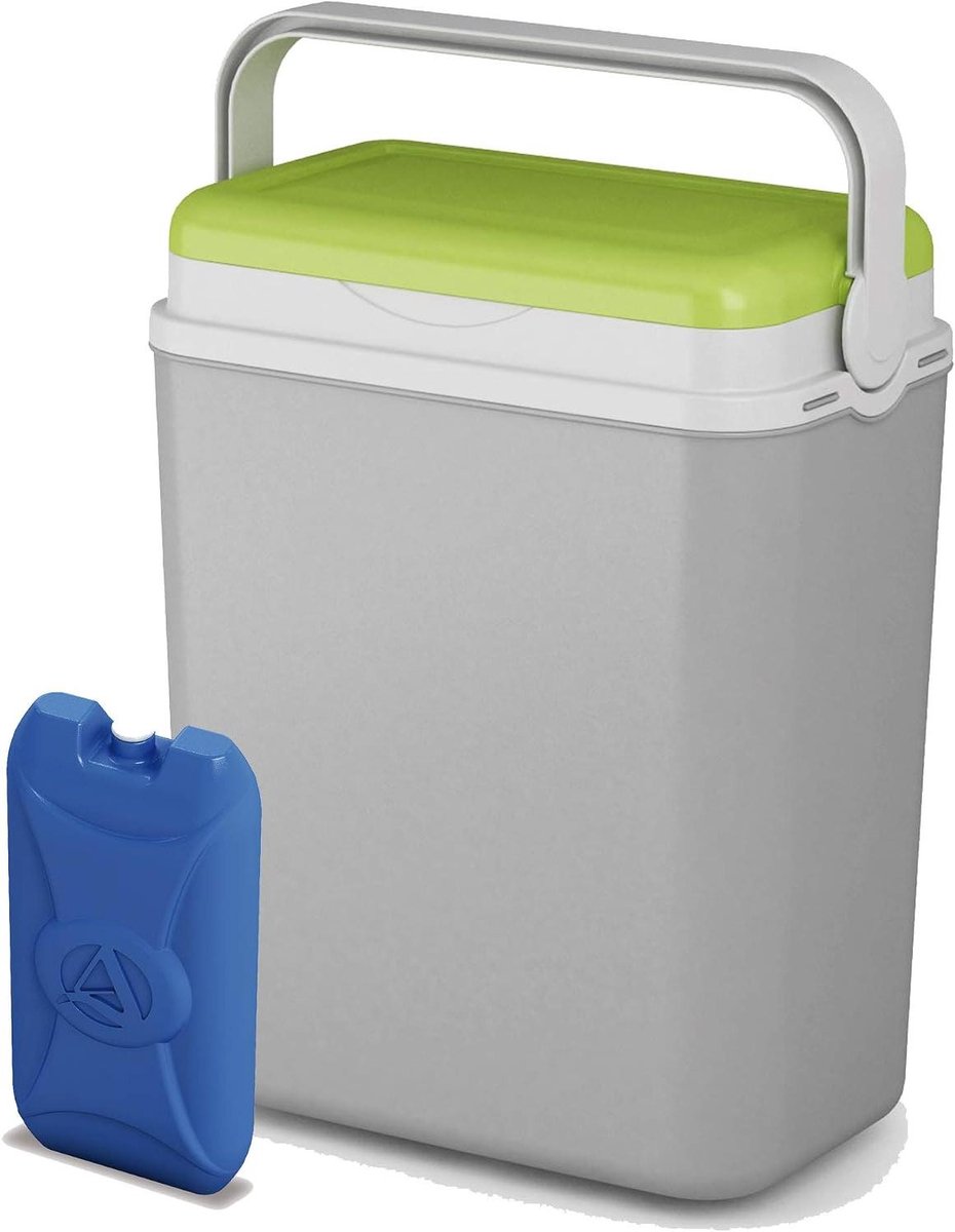 Koelbox 12 Liter - Isolatiebox Lunchbox - Buitengebruik Picknick - Met Draaghendel - 29x17x38 cm - Groen Grijs