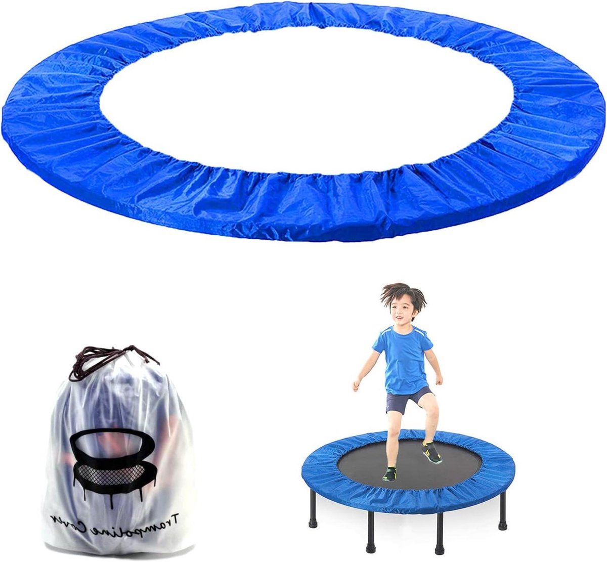Trampoline Veiligheidspad - Veers beschermhoes - Trampoline Onderhoud - 3-laags Oxford Stof - 40 Inch Rond - Blauw