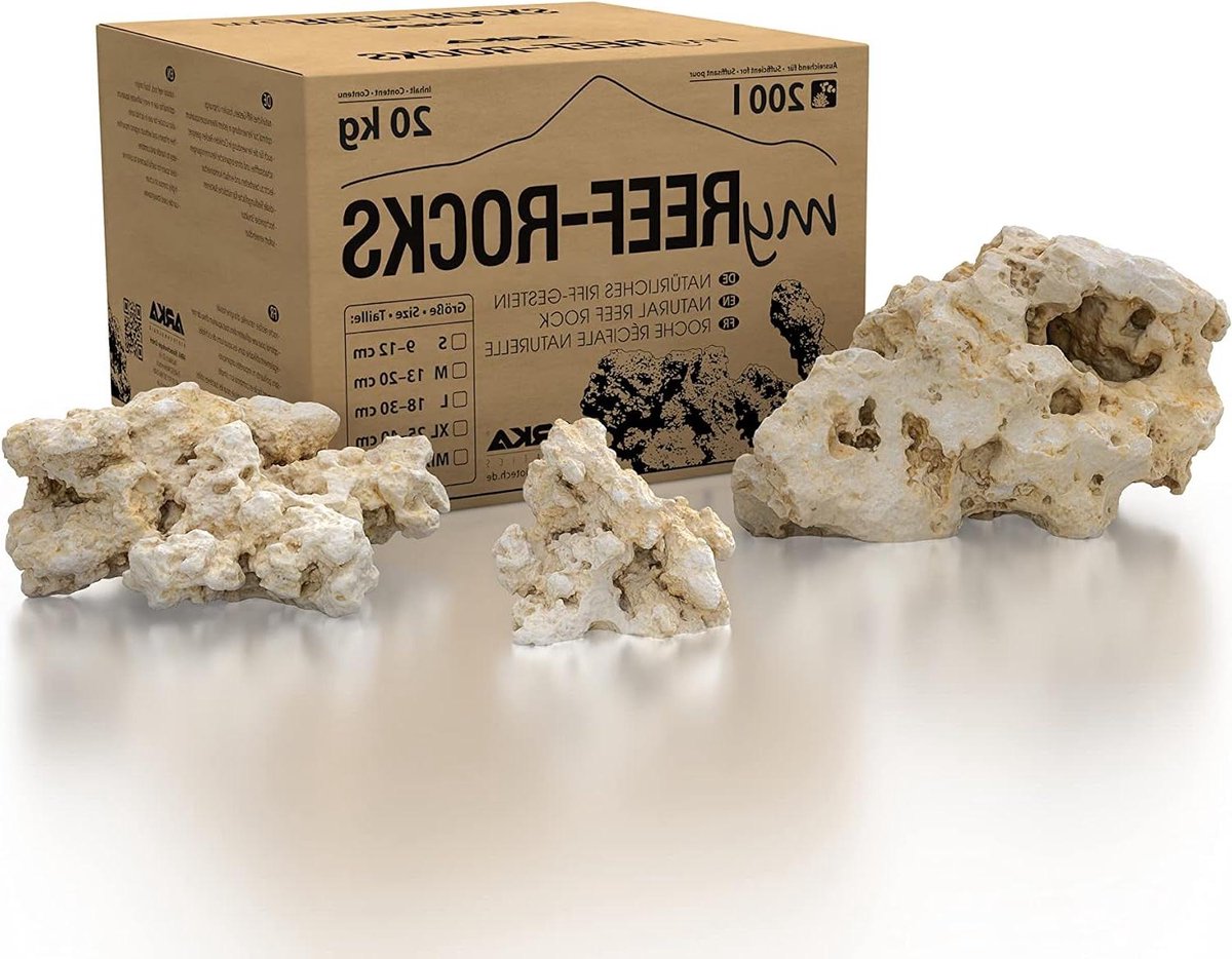 Aquarium Decoratie - Rifsteen - Zeewateraquarium Inrichten - Natuurlijke Structuur - 20 kg - Grijs