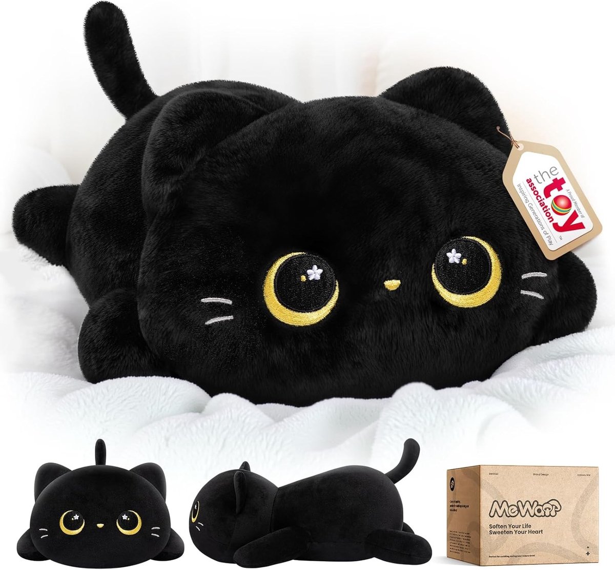 Verzwarings knuffel volwassenen - Zwarte kat - 33 cm - Zacht en elastisch knuffelkussen - Voor ontspanning en decoratie