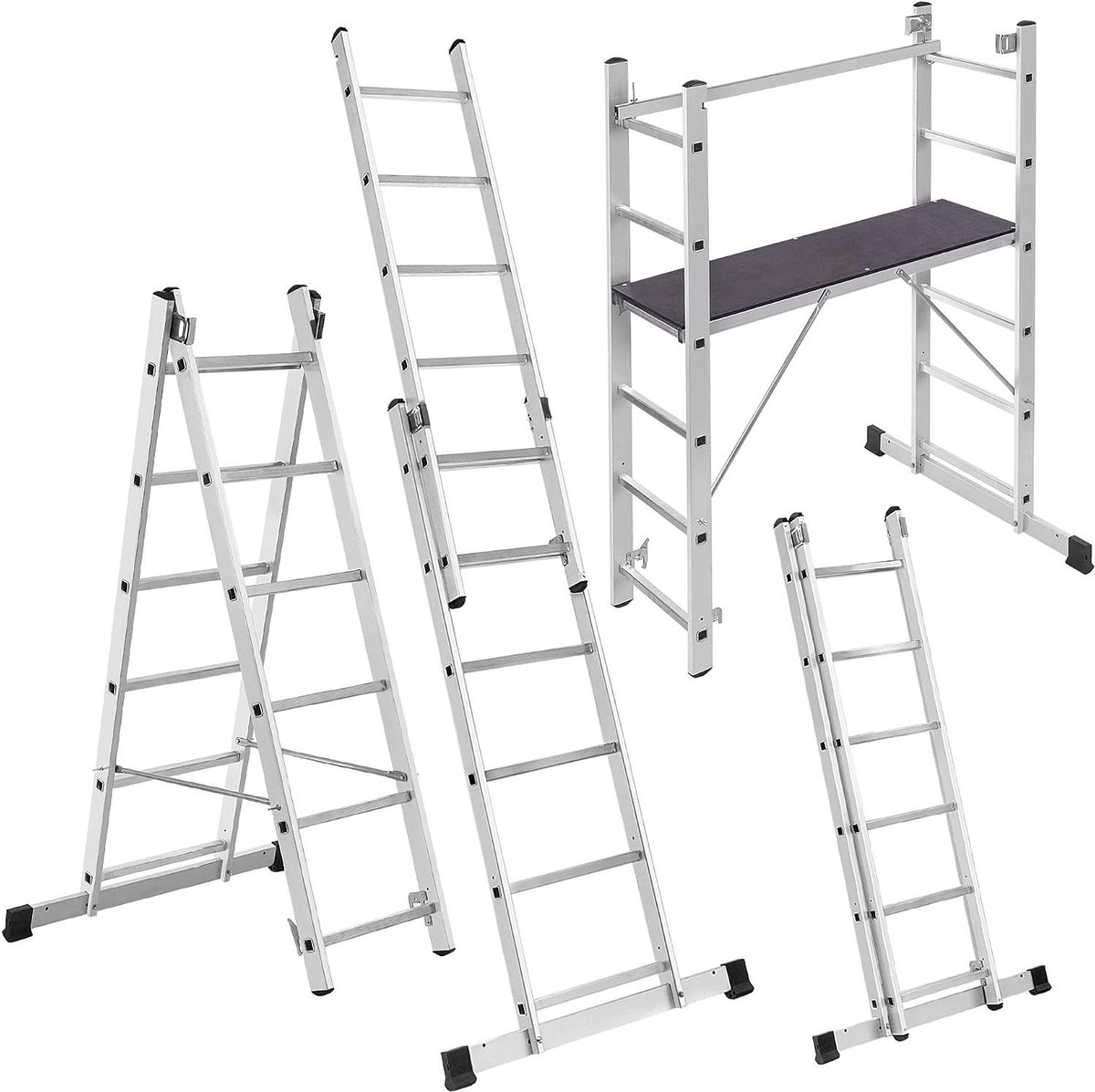 Aluminium steiger - Werkplatform ladder - Veilig klussen - Multifunctioneel inzetbaar - 114 x 161 cm - Aluminium