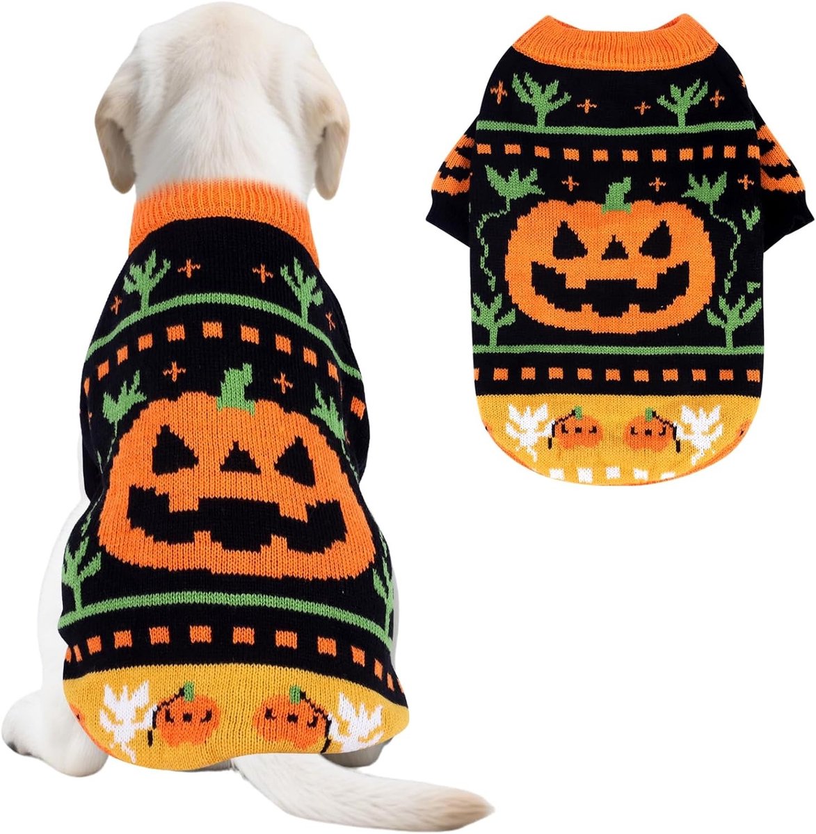 Huisdieren Halloween Trui met Pompoen en Doodskop voor Kleine en Middelgrote Honden en Katten