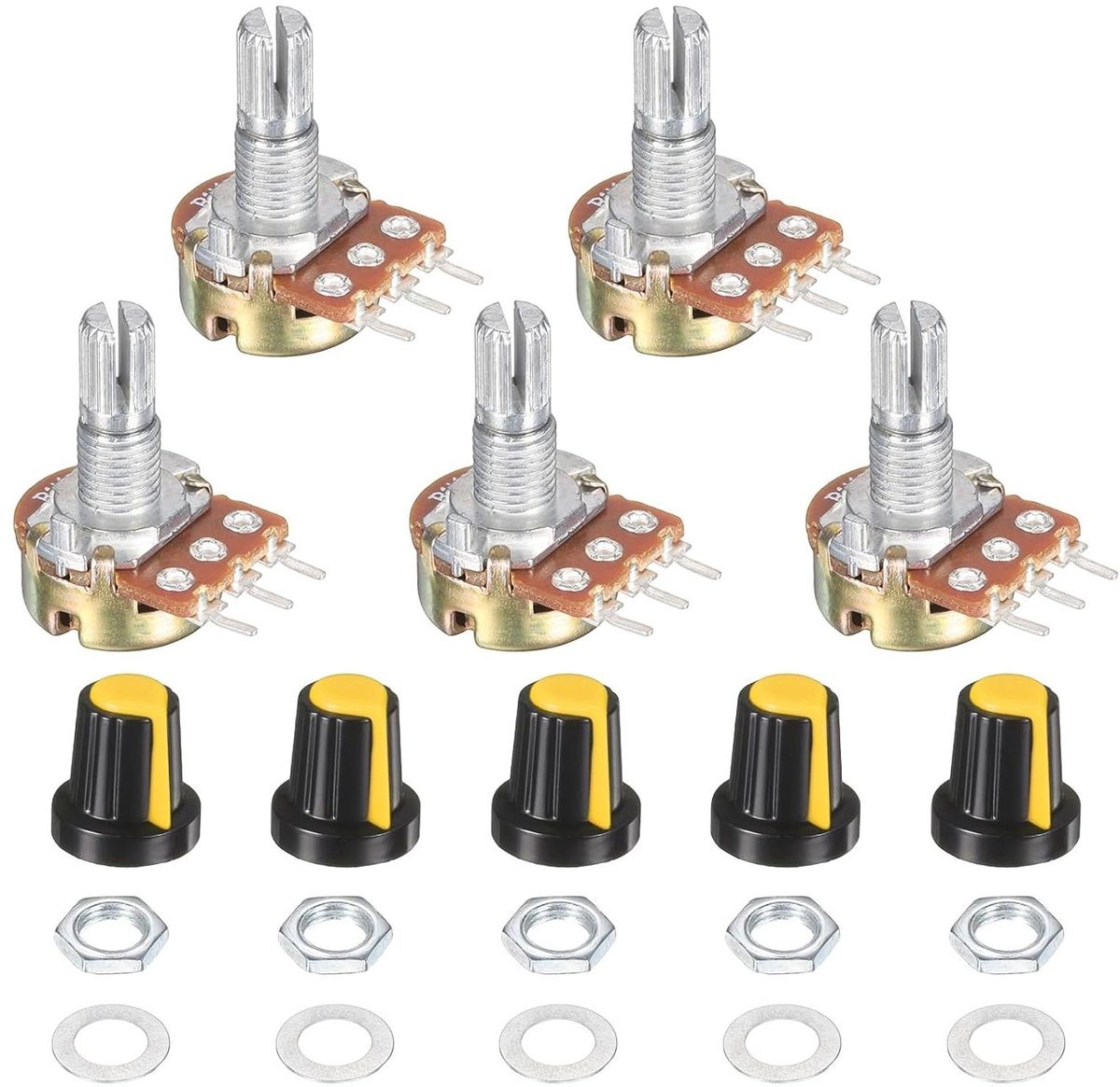 Variabele Weerstand - Potentiometer Kit - Audio Instellen - Hoge Precisie - 5 Stuks - Geel