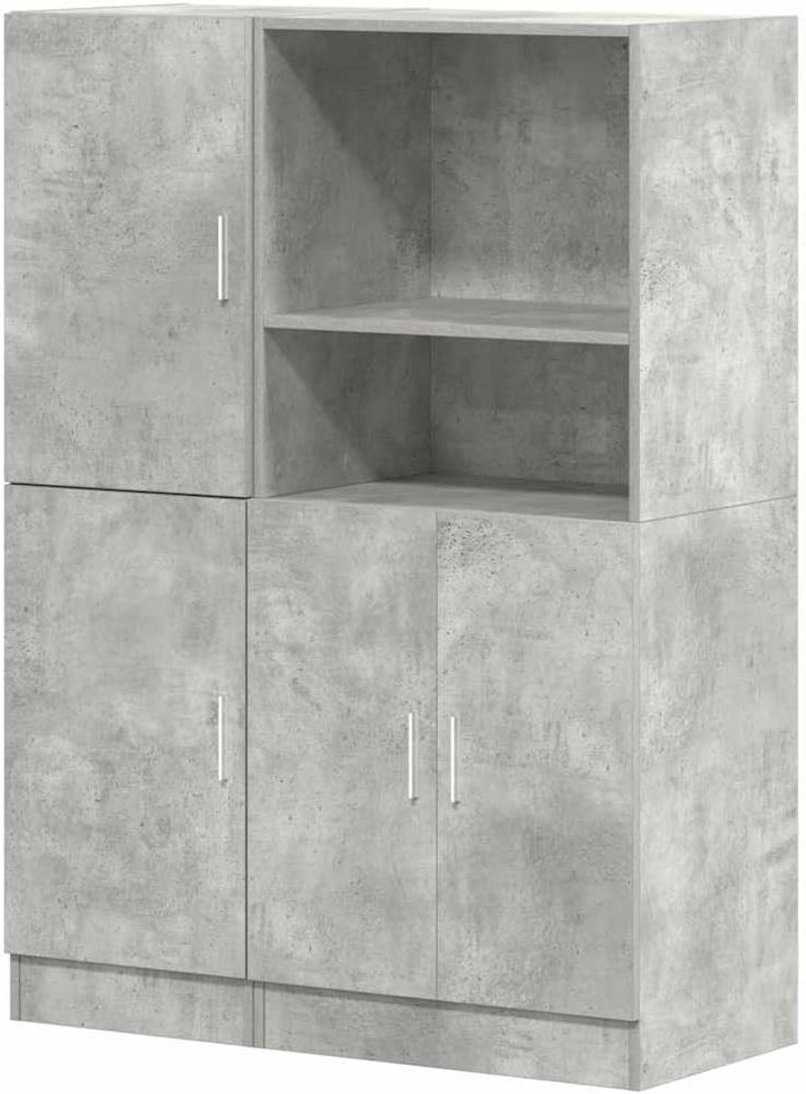 Keukenkast Set - Keukenmeubelset 2-delig - Keuken Organiseren - Veel Opbergruimte - 95 x 41.5 x 131.5 cm - Betongrijs