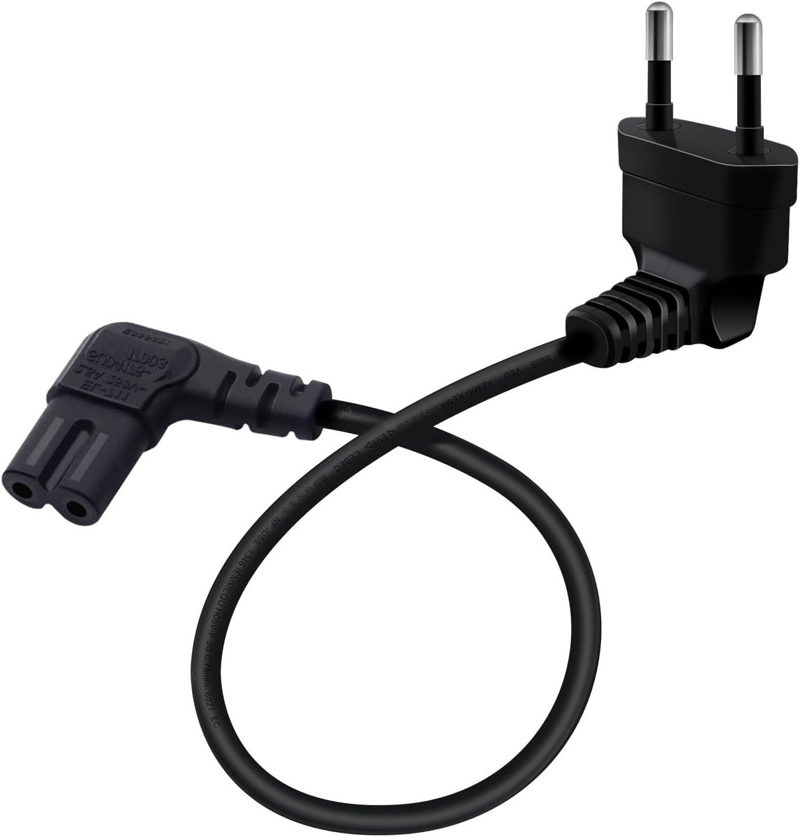 Voedingskabel C7 - Zwart gebogen - 0.5m - 2.5A 250V Voedingskabel voor Huishoudelijke Apparaten