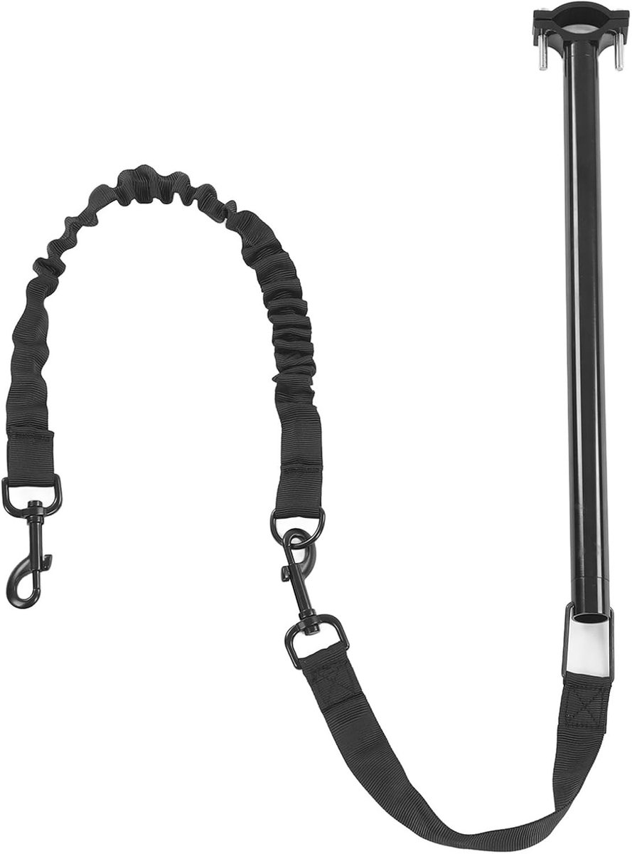 Hondenfietsriem - Handsfree riem - Samen fietsen - Afneembaar elastisch touw - 76 cm - Zwart