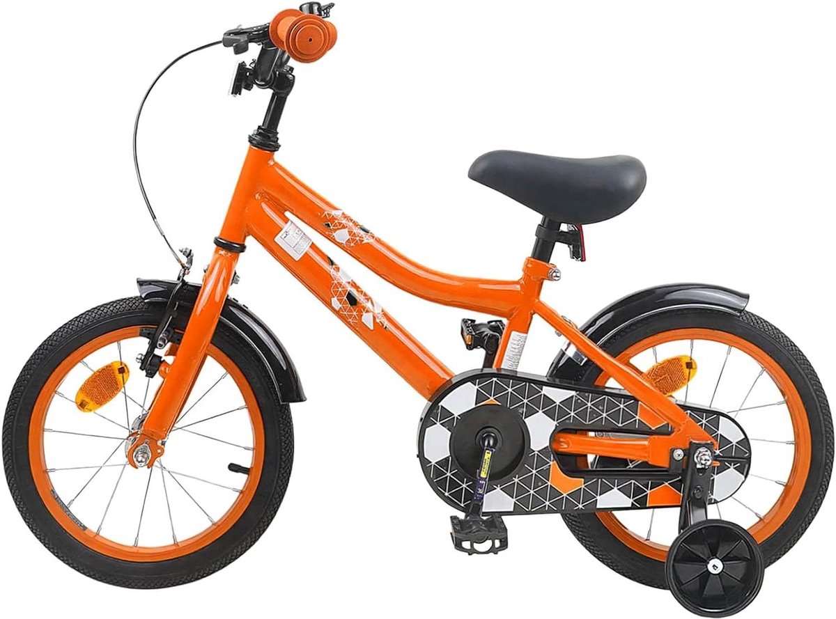 Kinderfiets 14 Inch Peuterfiets Wegfiets Buiten Spelen Verstelbaar Stuur Zadel 14 inch Oranje
