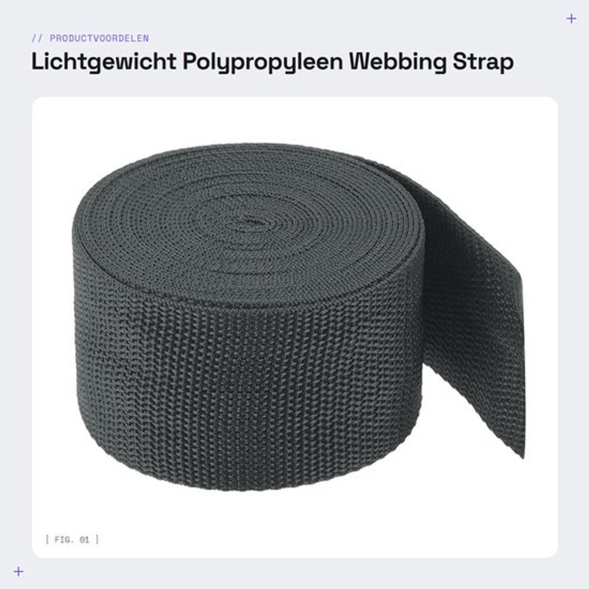 Webbing Strap Lichtgewicht - Polypropyleen - 2 inch - 5 Yard - Rugzak Riem - Donkergrijs - Voor Outdoor Gebruik - Rugband