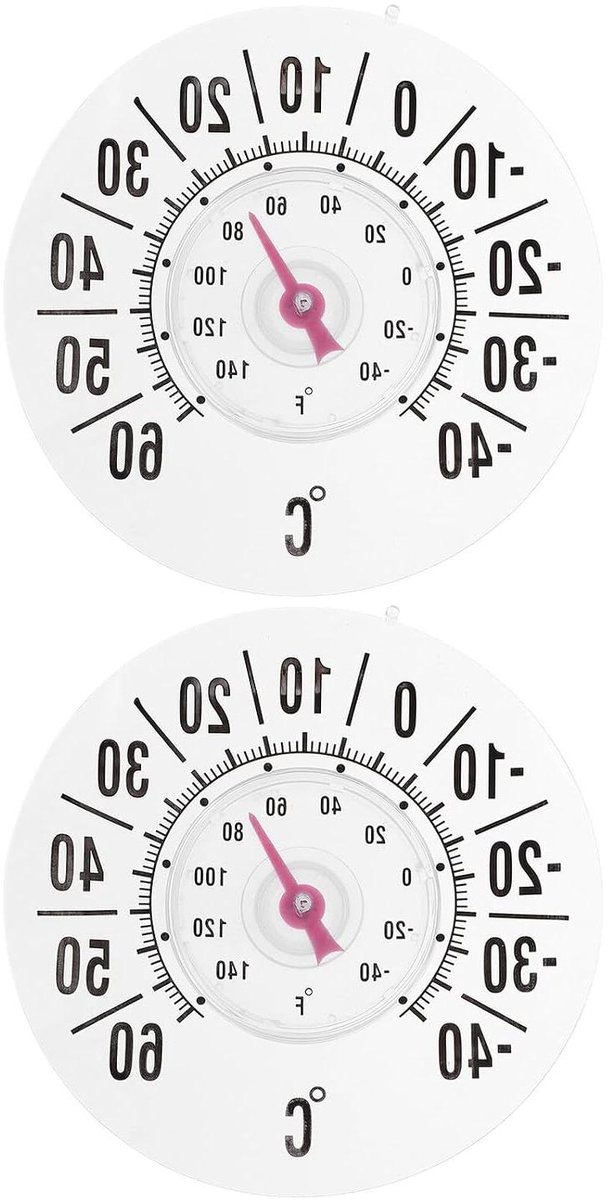 Raamthermometer - Temperatuurmeter Buiten - Temperatuur Meten - Analoge Wijzerweergave - 18 cm - Wit