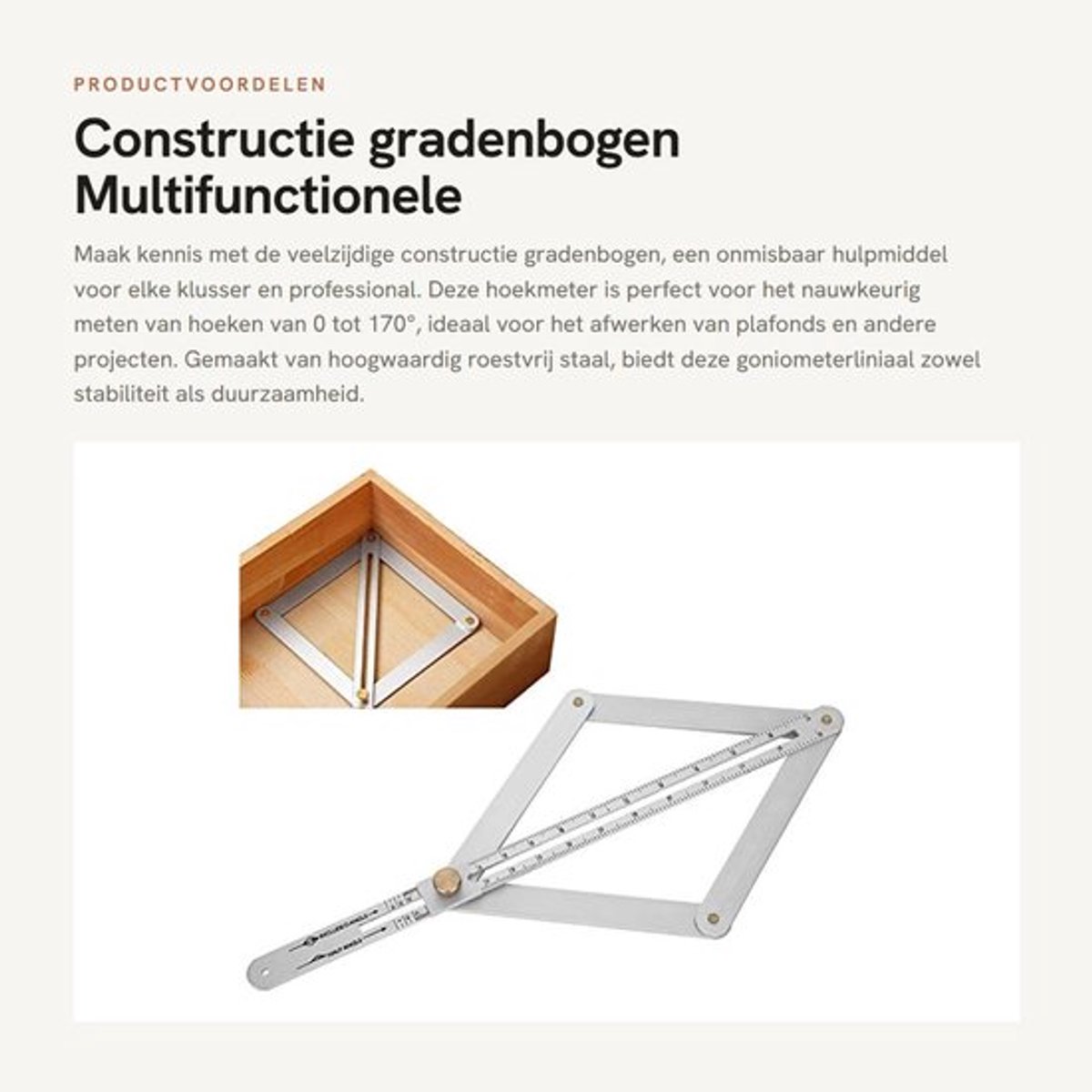 Hoekmeter 0-170° - Roestvrij Staal - Goniometer-Liniaal - Multifunctionele Hoekzoeker - Lange Levensduur - Professionele Kwaliteit