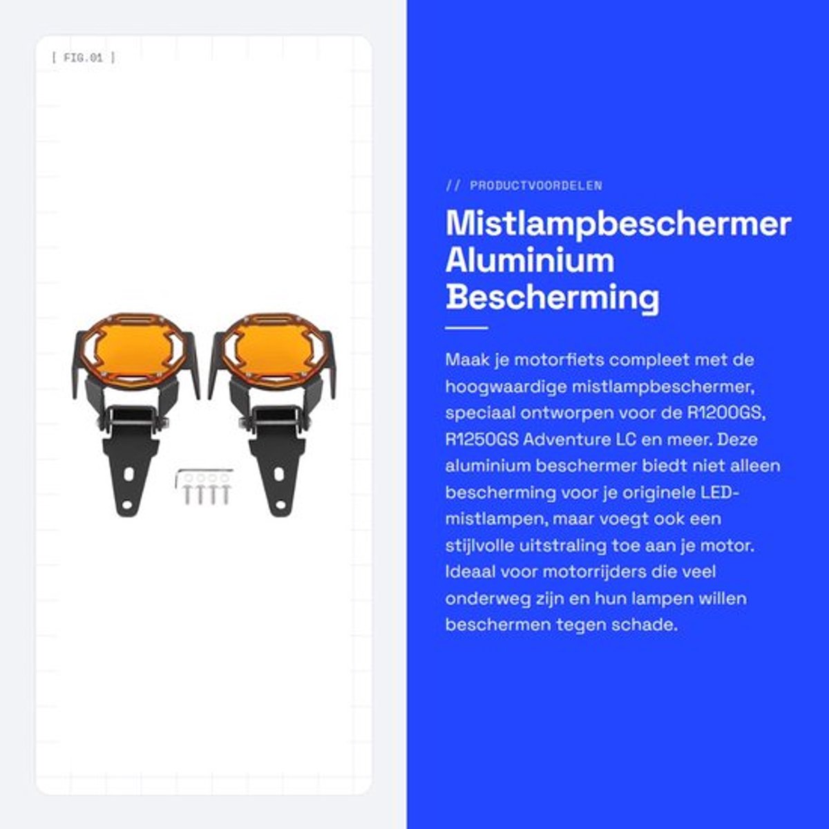 Mistlampbeschermer - Aluminium - Bescherming voor motorfiets - Oranje - LED-mistlampafdekking - Geschikt voor R1200GS/R1250GS Adventure L...