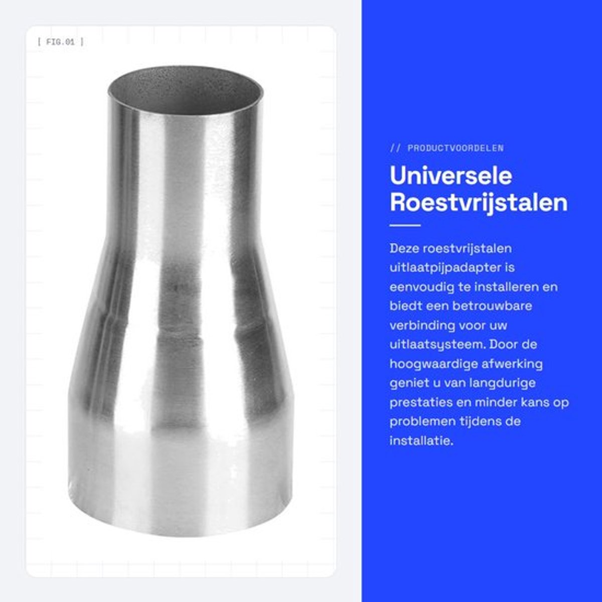 Universele Roestvrijstalen Uitlaatpijpadapter 51-76MM